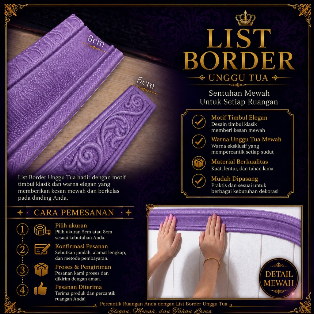 WA Wallpaper List Ungu Foam 3D Wallborder Foam 3D Stiker Dinding