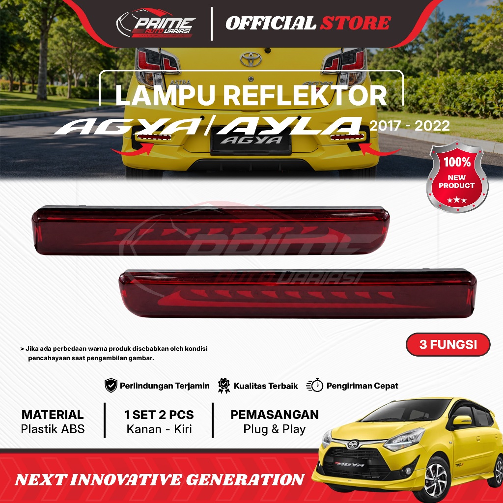 Reflektor LED Lampu Bemper Belakang Mobil Agya Ayla 2017 2018 2019 2020 2021 2022 2023