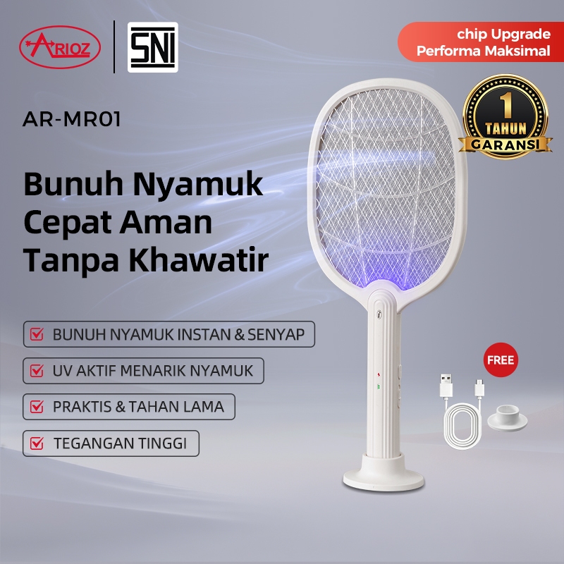 ARIOZ Raket Nyamuk 2in1 MR01 Elektrik Rechargeable Baterai Tahan Lama dan Desain Elegan
