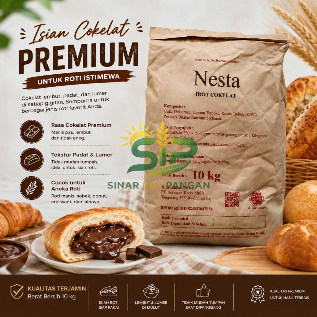 Nesta Irot Isian Roti Oil Based Selai Cokelat Keju Tahan Panggang Bake Stable Karung 10kg