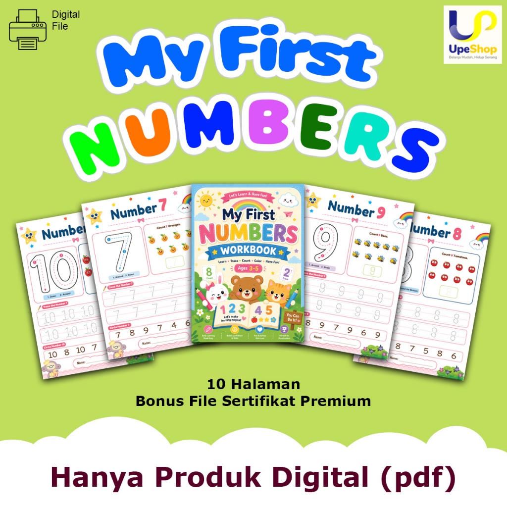 Worksheet Numbers Anak PAUD TK Printable PDF