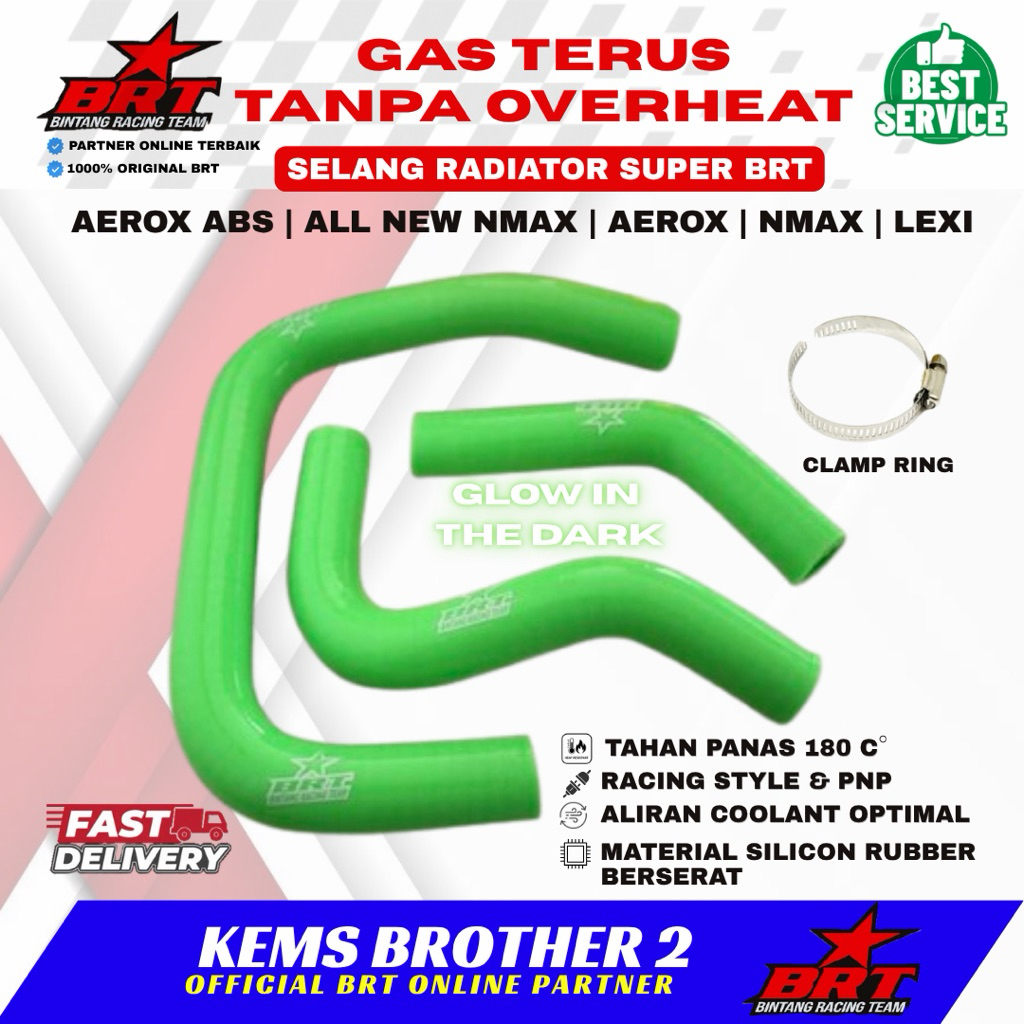 SELANG RADIATOR BRT HIJAU MENYALA NMAX AEROX VARIO 150 PCX 150 SONIC RAIDER MX VIXION R15 GLOW IN TH
