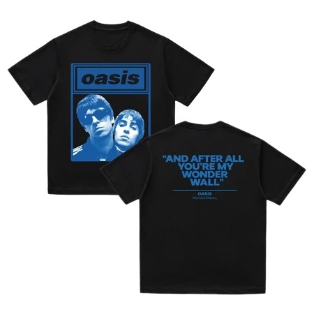 Tshirt Distro Oversize Desain Oasis Band "Wonderwall" Vintage