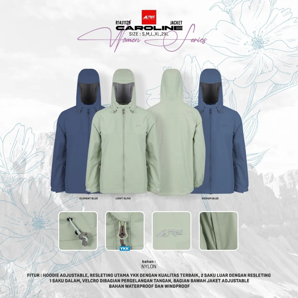 Caroline Arei Outdoorgear jaket original tahan air original