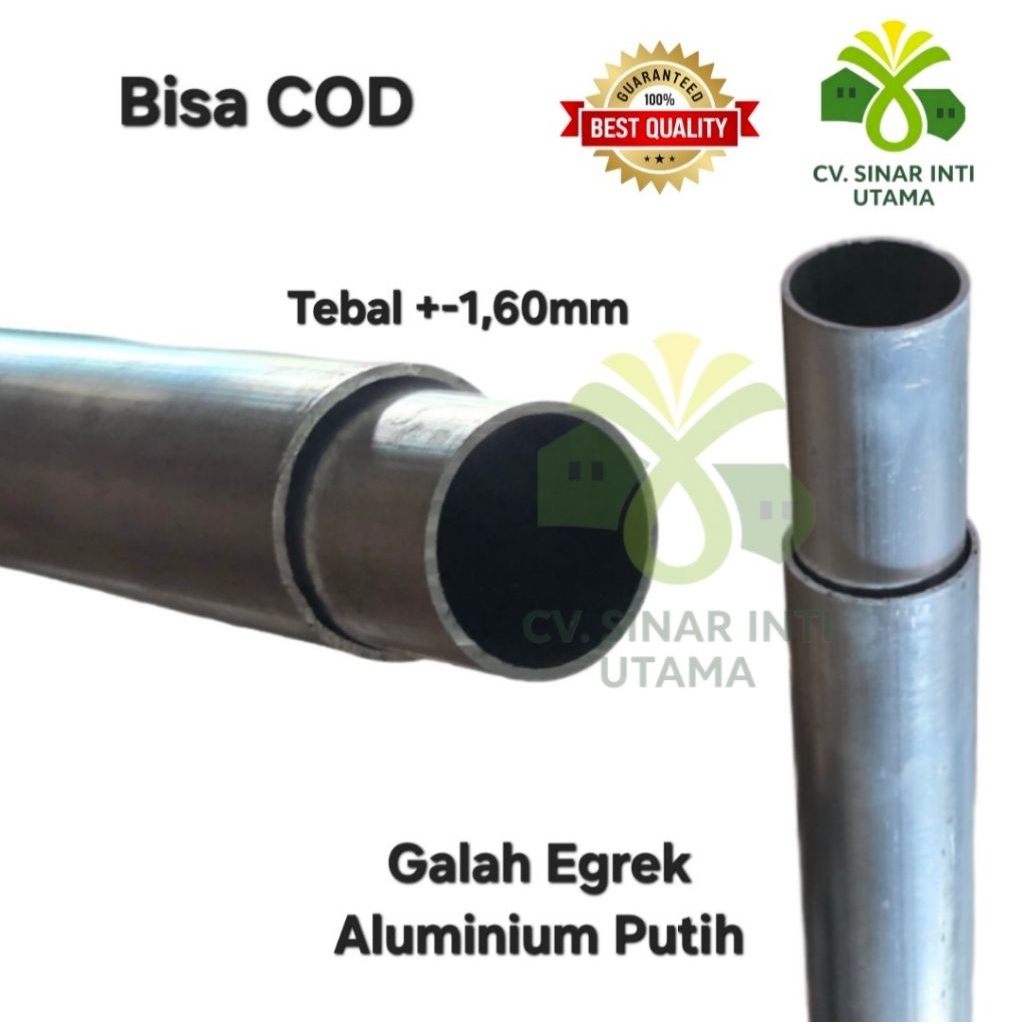 Galah Egrek / Pipa Egrek / Gagang Egrek Aluminium Tebal +-1,60mm Putih