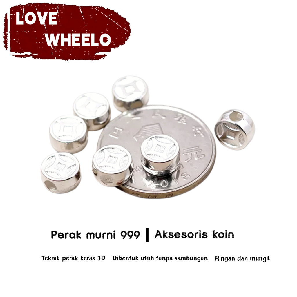 [Promo beli 2 gratis 1]Spacer Manik Koin Perak Murni S999 - Manik Gelang Anyaman DIY - Perak Lulu To