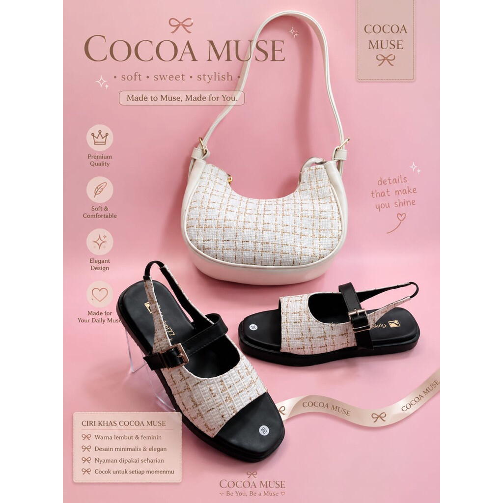Set Sandal Wanita Korean Style & Tas Bahu Elegan
