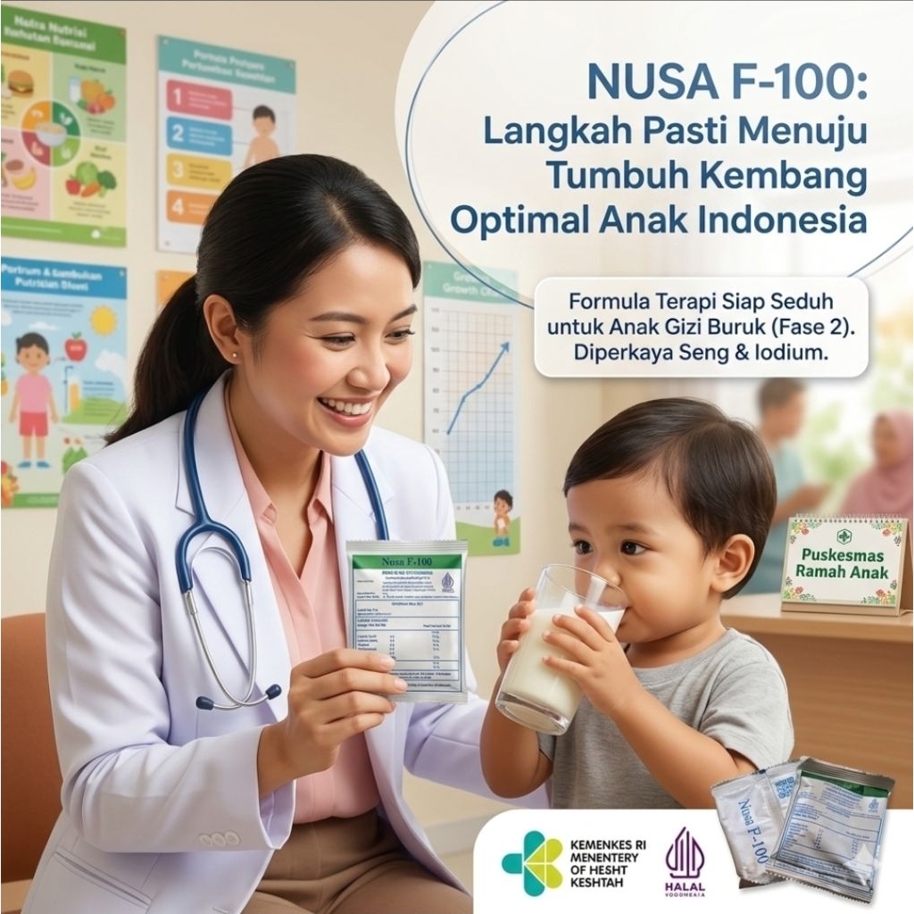 FORMULA 100/SUSU NUSA F-100 (SUSU KHUSUS STUNTING/GIZI BURUK) ISI 1 SHACET//ED2027