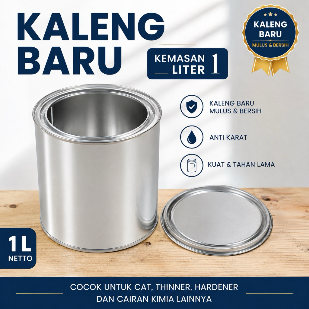KALENG BARU KOSONG 1 LITER | Kaleng Cat Kosong 1 Liter Baru Mulus | Kaleng Thinner Hardener Cat PU K