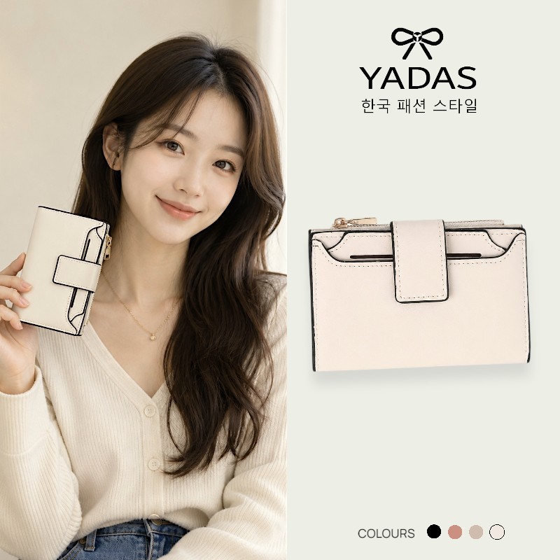 YADAS Dompet Wanita Elegan Lipat 2 Minimalis 8 Slot Kartu Korean Style