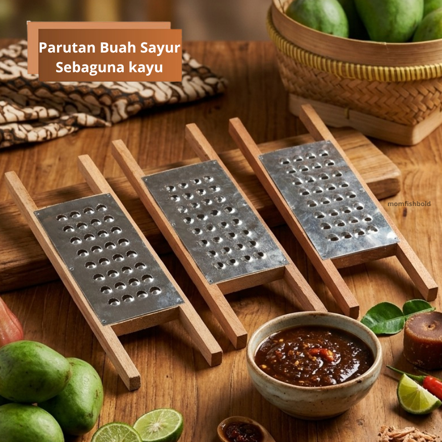 Parutan Rujak Pasrah Kayu Klasik - Cetakan Serut Buah dan Sayur Mangga Muda H