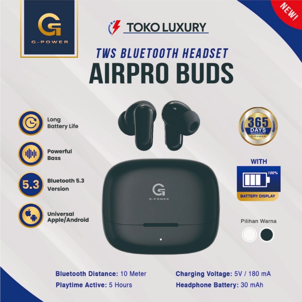 G-Power AirPro Buds TWS Bluetooth Headset Wireless Earbuds Bluetooth 5.3 Bass HD