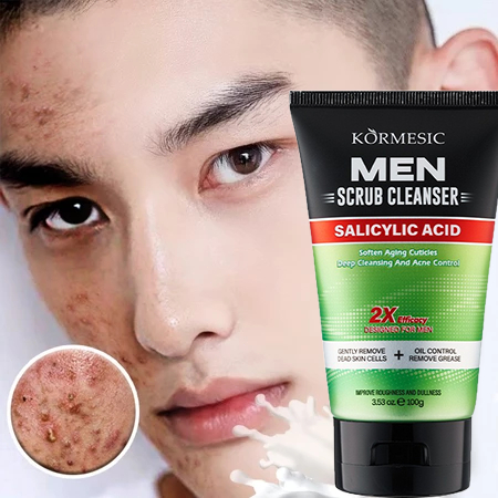 Men Scrub Cleanser Salicylic Acid 100Ml Lulur Asam Salisilat Pembersih Sabun Wajah Pria Muka Pria An
