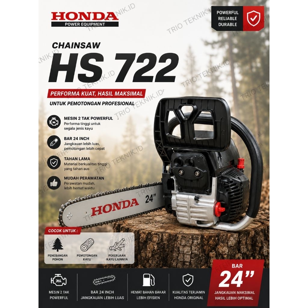 mesin senso Honda HS722-mesin potong kayu HS722 BAR24 INCH siap pakai