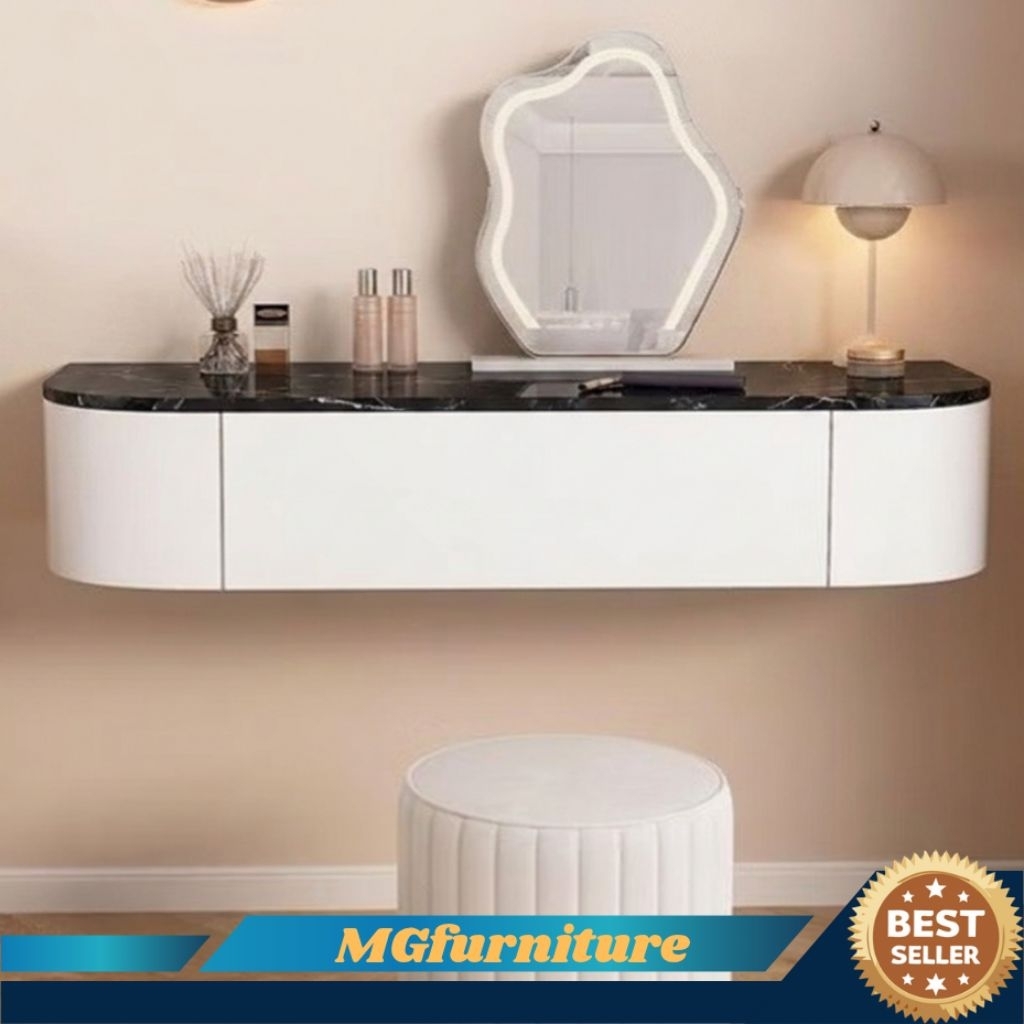 Meja rias lengkung minimalis modern | meja rias dinding