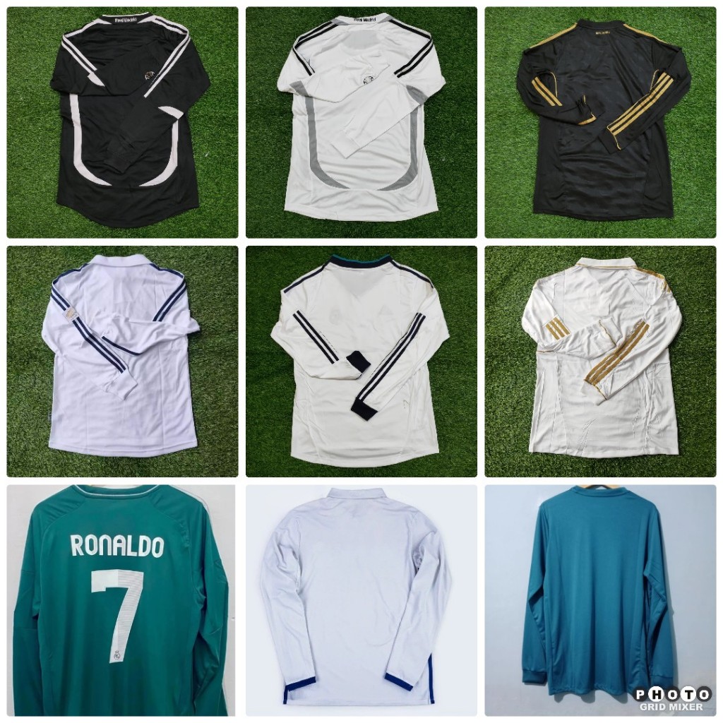 RETRO LONG SLEEVE MADRID HOME AWAY 3RD JERSEY BAJU BOLA KLASIK 1998 - 2022 GRADE ORI IMPORT JUMBO XX