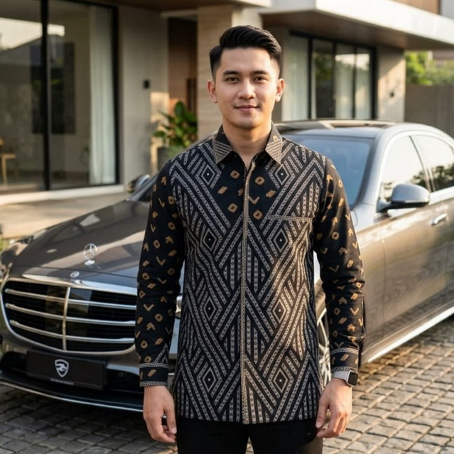 Baju batik pria jaitan smok batik exclusive batik pria