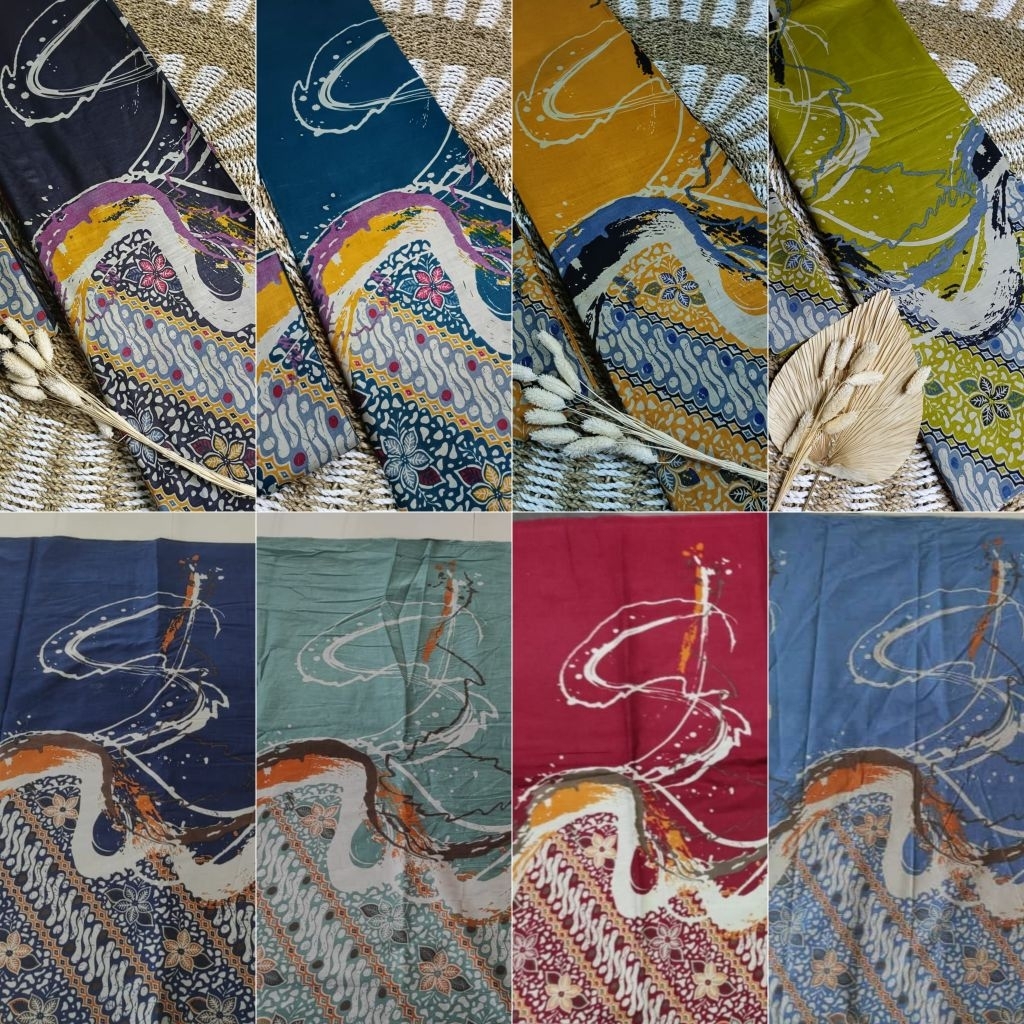 Kain Batik Printing Abstrak Lengkap Katun Halus