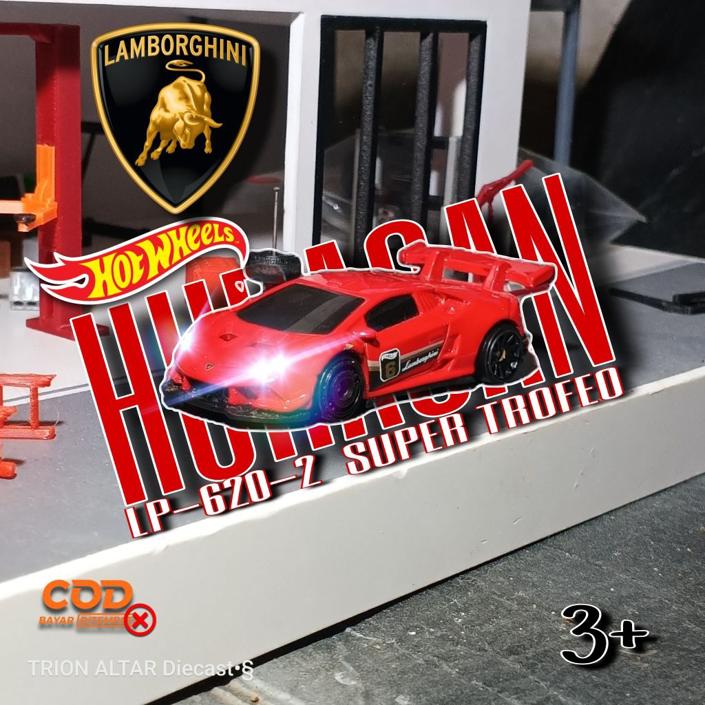 (TADS) HOT WHEELS REGULER LOOSE mulus : LAMBORGHINI HURACAN LP-620-2 SUPER TROFEO K-80% (RED) (CODE 