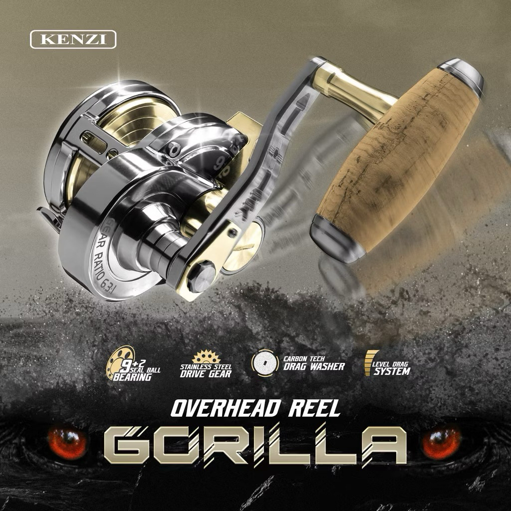 REEL KENZI GORILLA OVERHEAD - High Speed Very Smooth Super Power Drag Stainless Steel OH Second