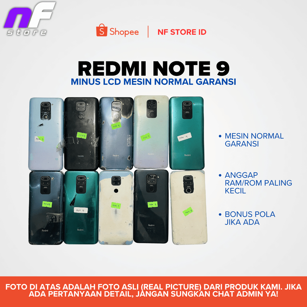 XIAOMI REDMI NOTE 9 - minus lcd, mesin normal garansi