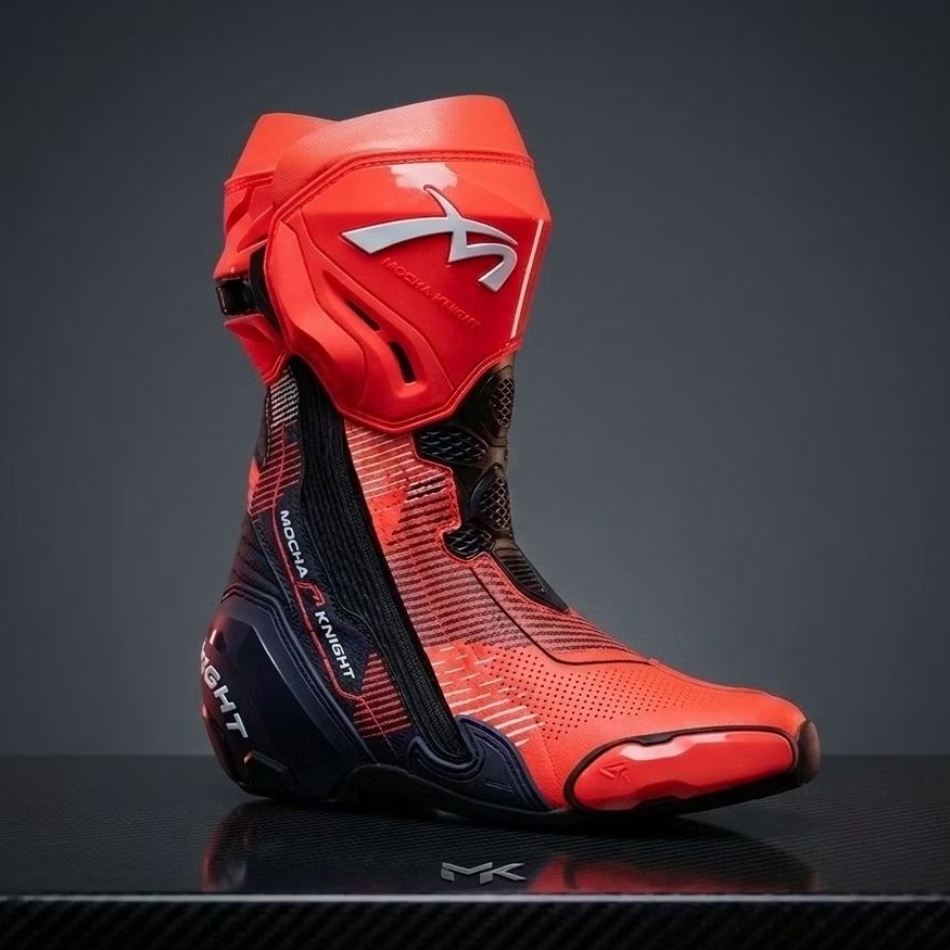 Sepatu boots balap motor mocha knight original sepatu road race cornering touring roadrace mini gp