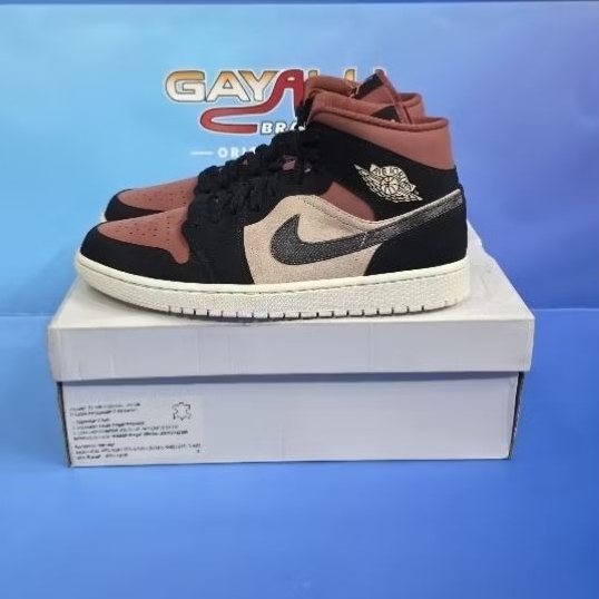 SEPATU NIKE AIR JORDAN 1 MID BURGUNDY DUSTY PINK