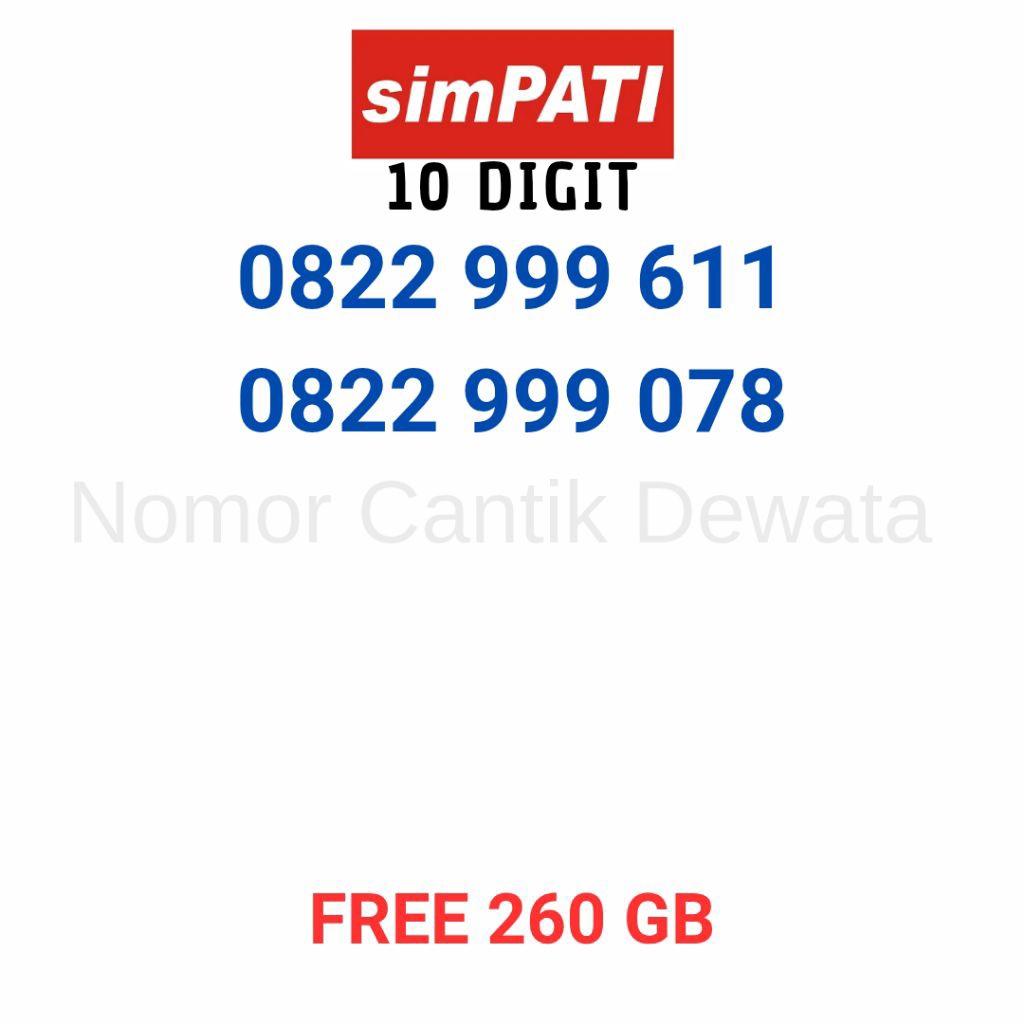 Nomor Cantik Simpati 10 Digit, Nomor Cantik Telkomsel 10 Digit, Nomer Cantik 10 Digit Seri Triple 99