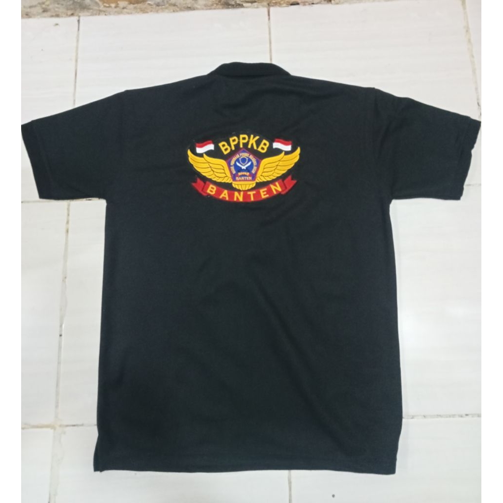 kaos BPPKB banten hitam bordir depan-belakang