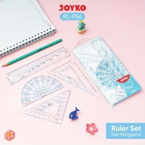 Penggaris Set Joyko RL-PS6 isi 4 / Penggaris Busur Set Joyko isi 4