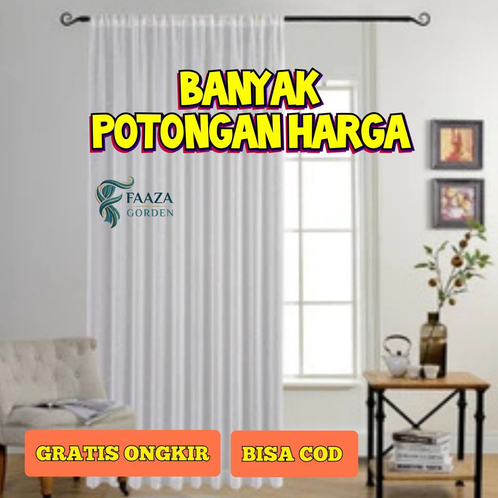 Promo Gorden Vitrase Putih Polos - Gorden Lapis Dalam Minimalis beragam ukuran