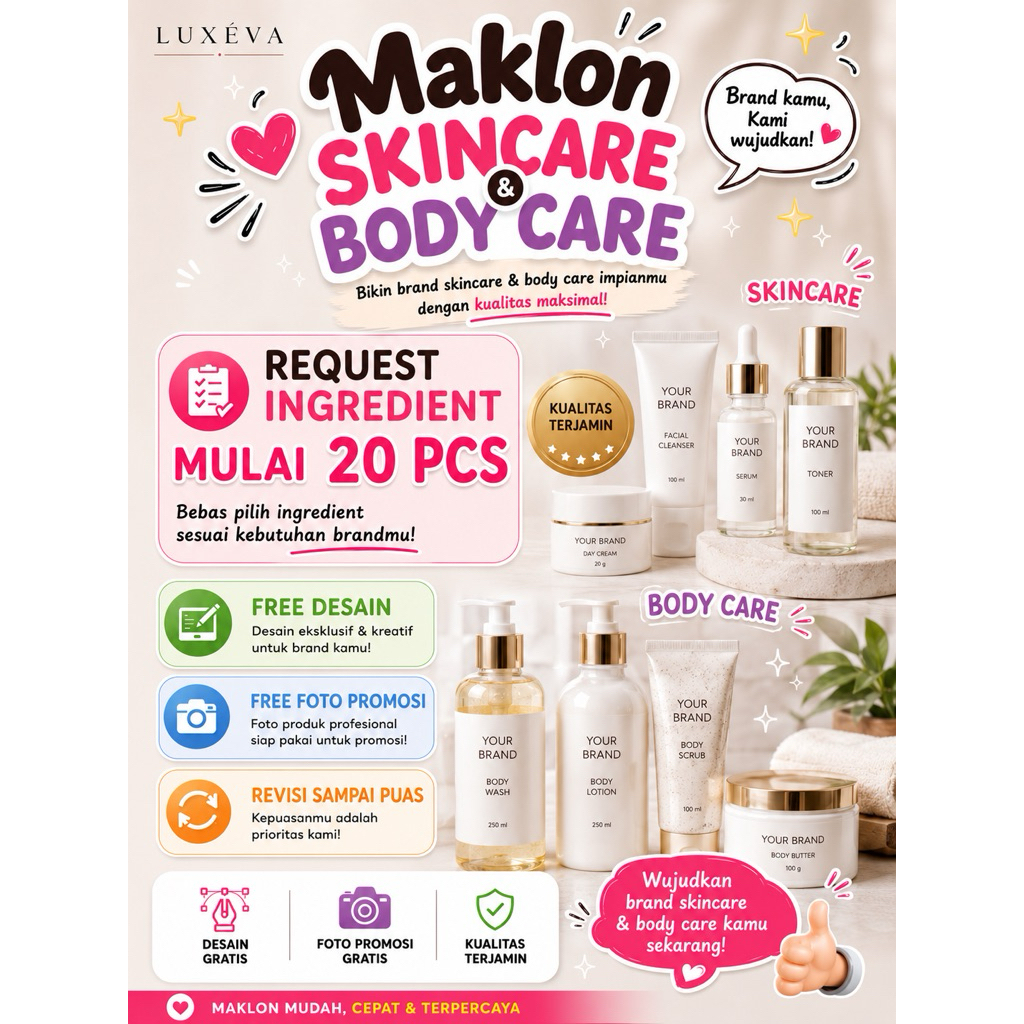 MAKLON SKINCARE REQUEST FORMULA DENGAN PERSENTASE TINGGI MENCERAHKAN | MAKLON MURAH | MAKLON MOQ REN
