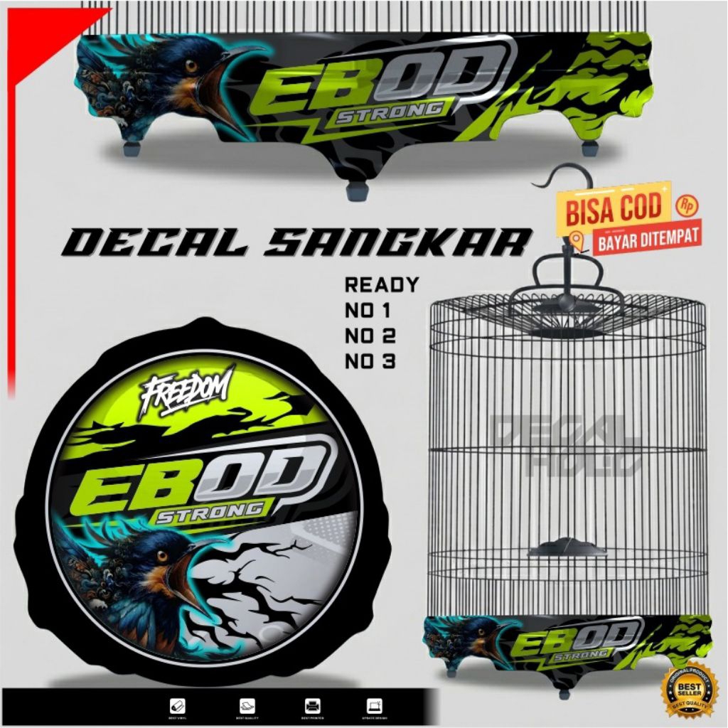 STICKER DECAL SANGKAR BURUNG MURAI NO2 EBOD STRONG MOTIF GRAFIS HIJAU