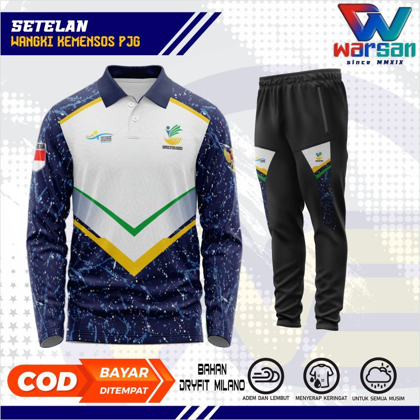 SETELAN WANGKI KEMENSOS LENGAN PANJANG / JERSEY WANGKI PANJANG & CELANA TRAINING KEMENSOS