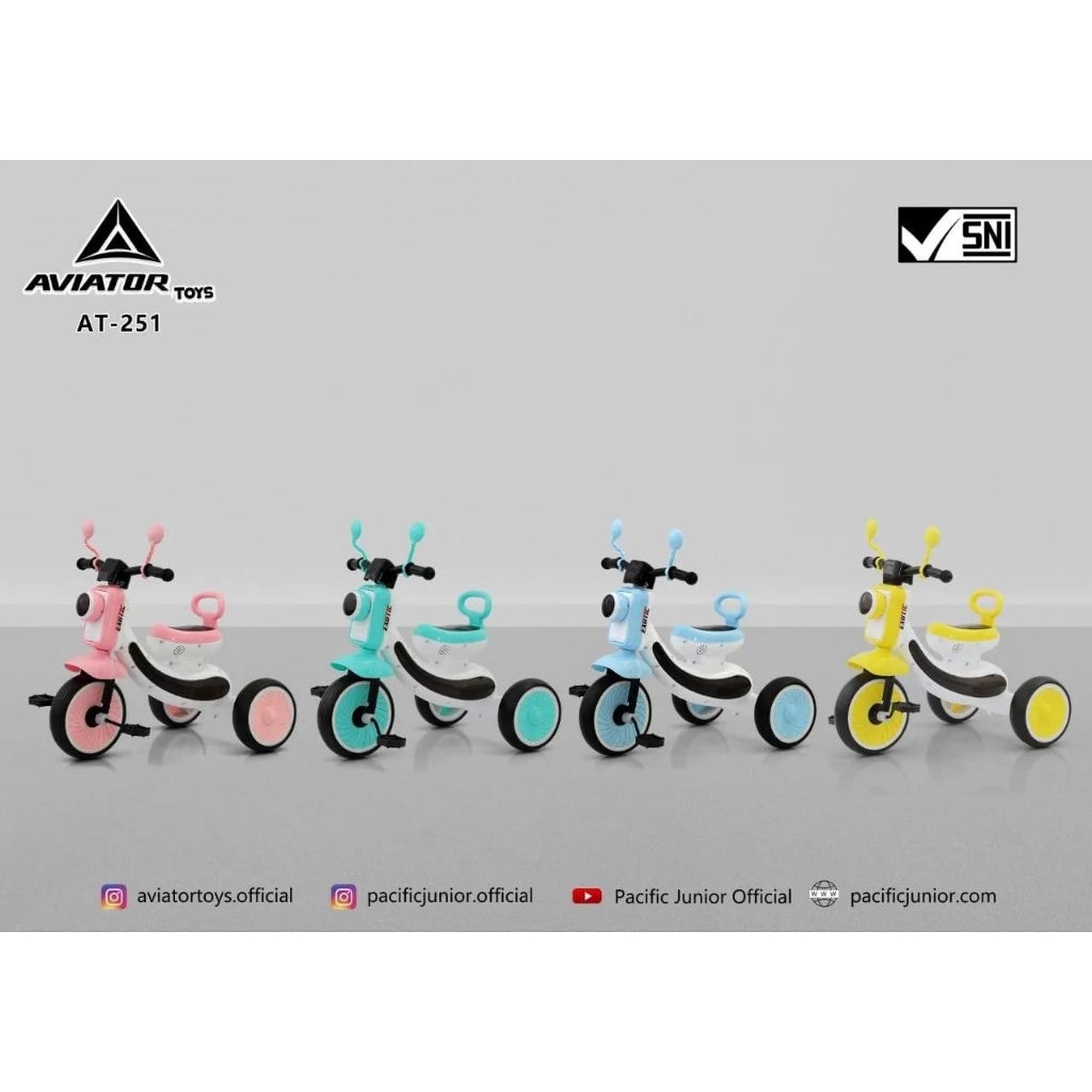 sepeda Aviator AT-251 sepeda musik anak sepeda anak lampu