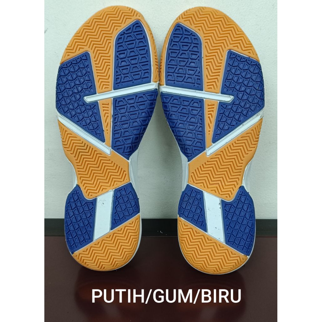 OUTSOLE SEPATU OLAHRAGA BADMINTON, VOLLEY, BASKET,PADEL PUTIH/GUM/BIRU SIZE:39-43
