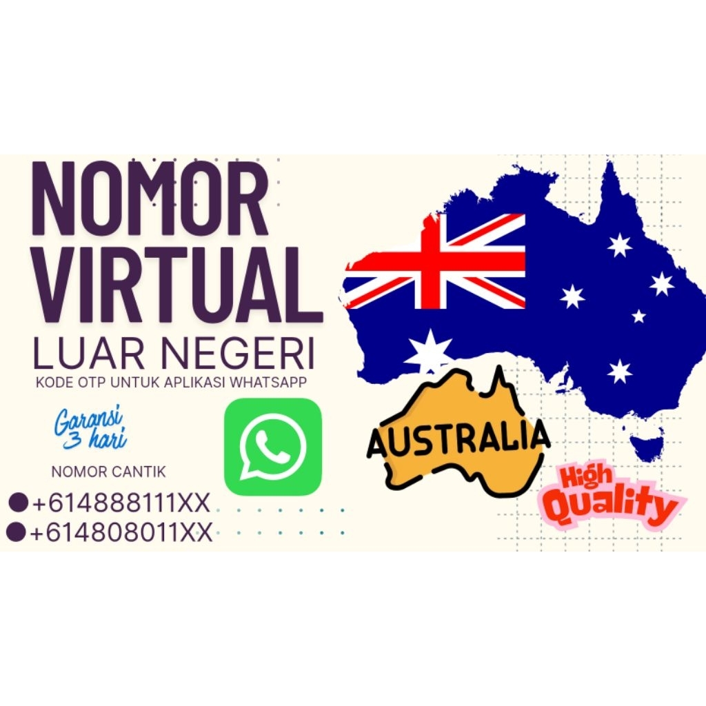 Nomor virtual luar negeri Australia untuk daftar whatsapp