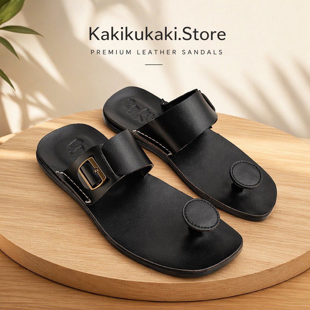 Kakikukaki.Store Sandal Japit Jamur Pria Sendal Santai Kulit Asli