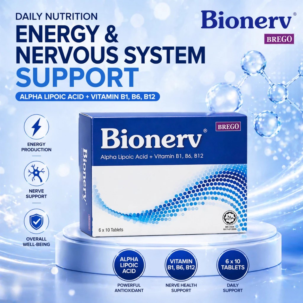 Bionerv Vitamin B1 B6 B12 60 Tablet - Butir Multivitamin Dan Lipoic Acid Untuk Daya Tahan Tubuh