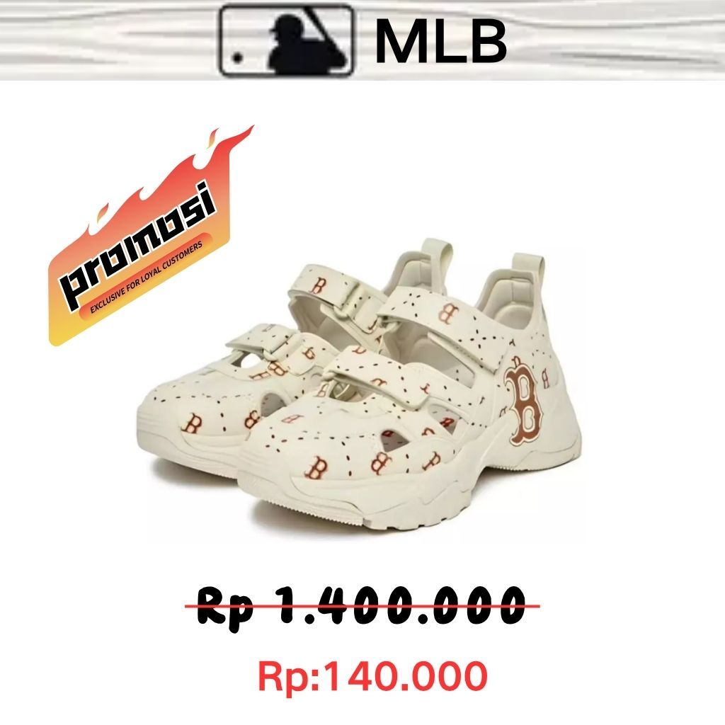 Sepatu Sandal MLB Bigball Chunky Mask Diamond Monogram Boston Red Sox Sandal Eiger pria yang nyaman 