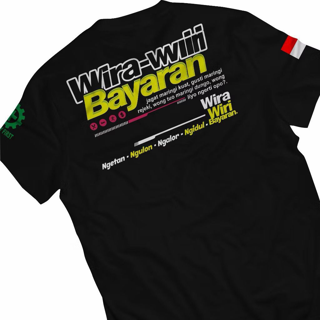 ￼Tshirt Baju Kaos Wira Wiri Bayaran Hijau Stabilo Baju Distro Viral Kata Pria Unisex - Kaos Kata Kat