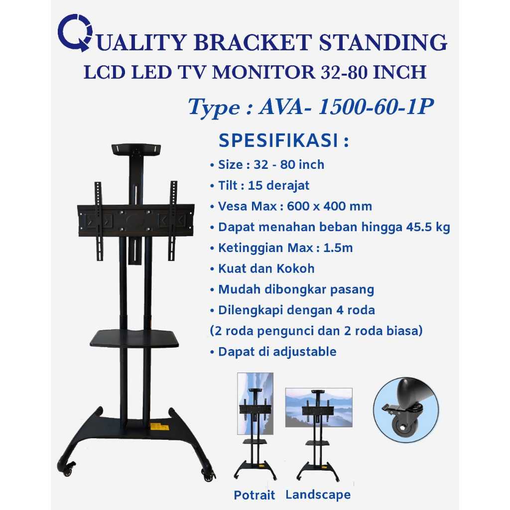 Quality standing bracket tv 32"-80" ava1500-60-1P Breket beroda kokoh kuat 32inchi-80inchi bracket s