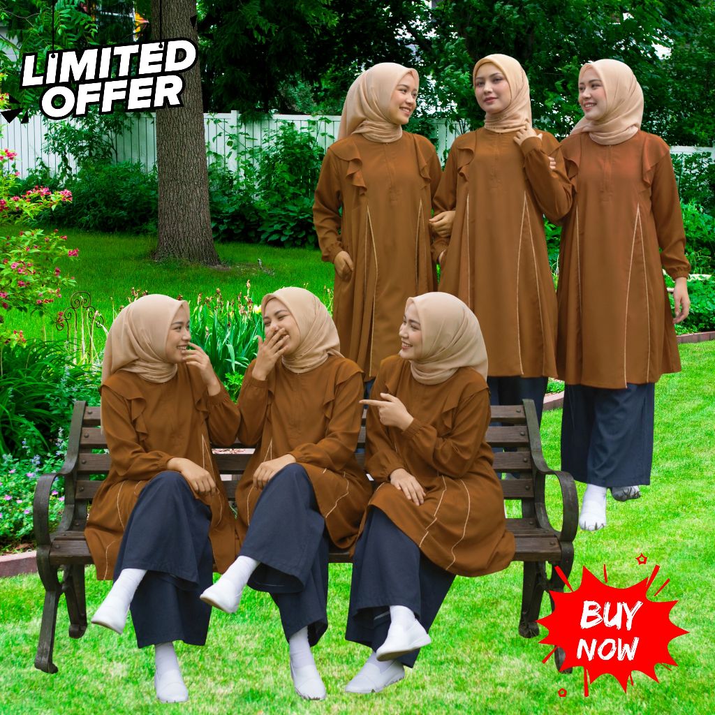 Atasan Tunik Wanita Jumbo Kekinian NIBRAS Group YOUTH INSPIRE YINS ITU 66 TERRACOTTA
