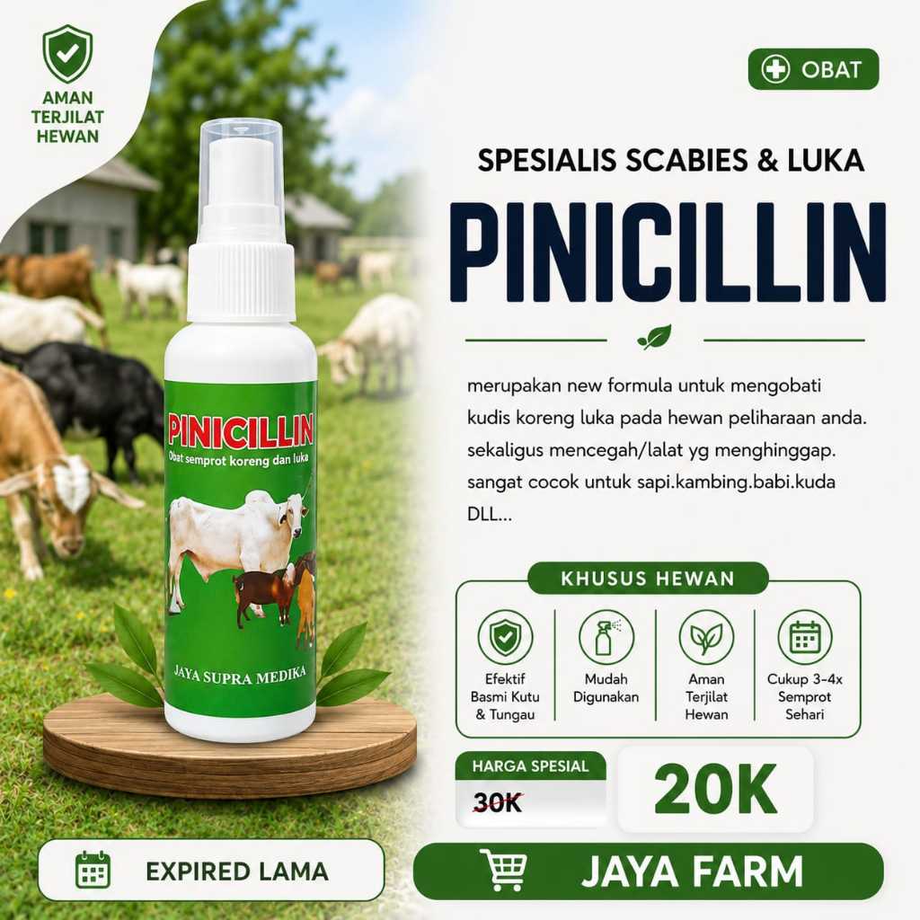PINICILLIN SPRAY Obat Hewan Ternak Antibiotik Scabies Gatal Koreng Sapi Kambing
