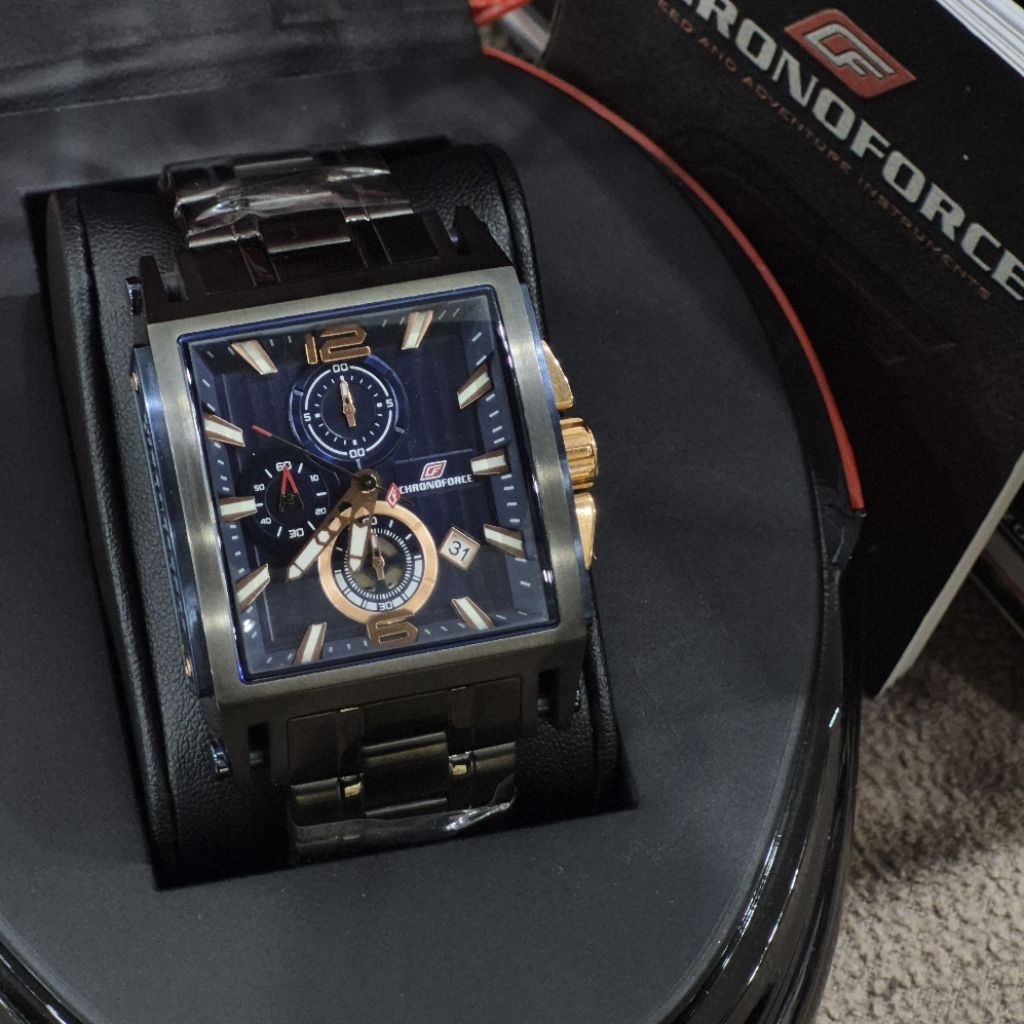 Chronoforce 5312 G-2 Jam Tangan Pria Stainless Steel Black Blue