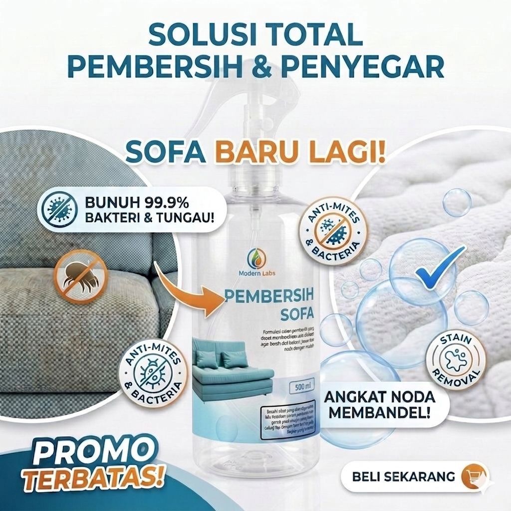 Pembersih Noda Sofa Tanpa Bilas Bahan Kain Bludru Kulit Sofa Cleaner - Modern Labs