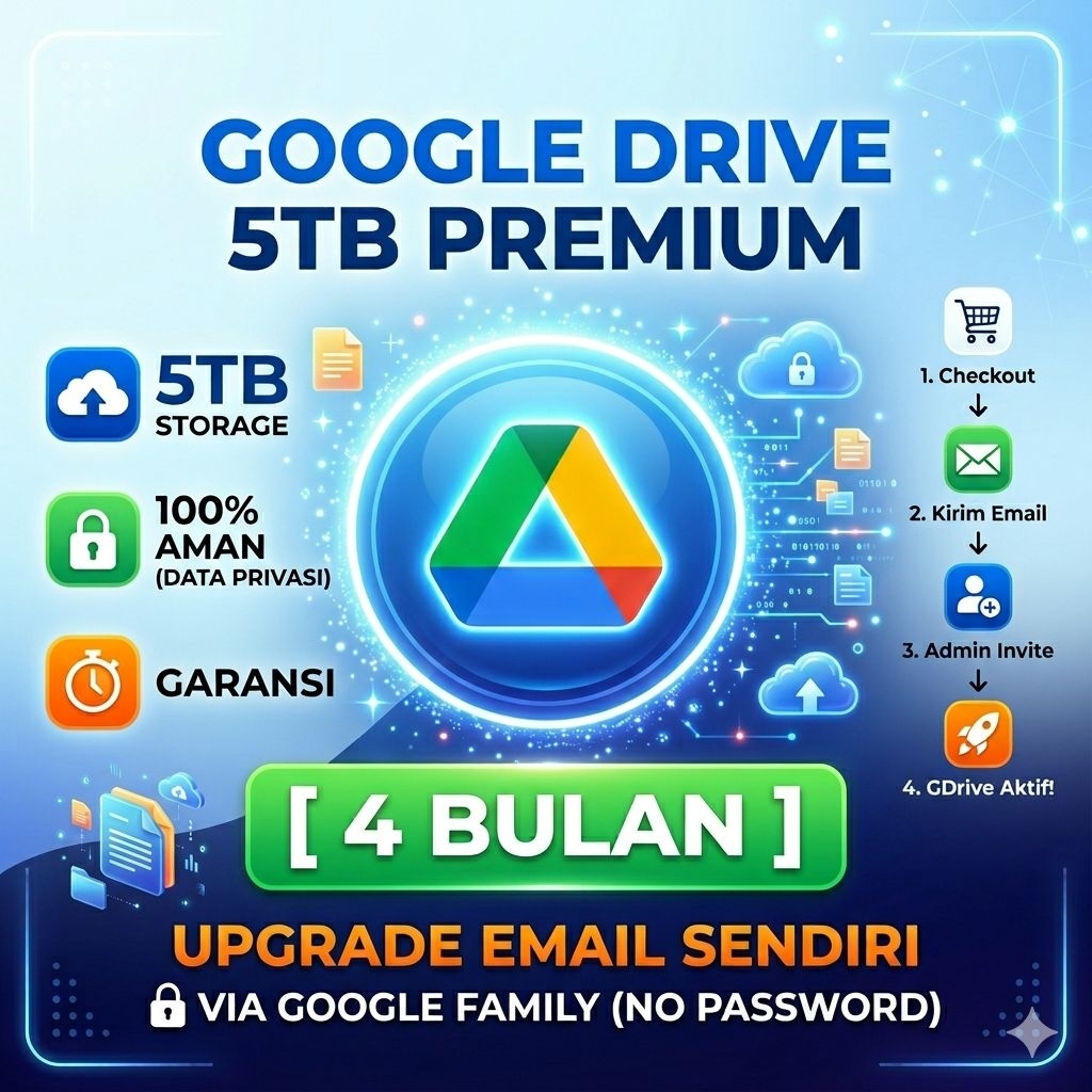 Google Drive 5 TB 4 Bulan Premium Akun Sendiri - Sharing Storage Garansi