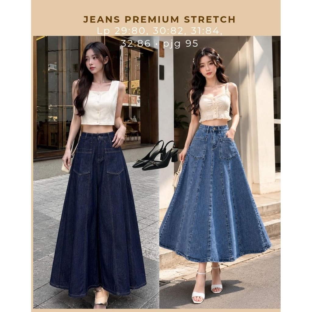 Real pic ORIGINAL dan TERMURAH Rok denim PREMIUM Butik / Rok Jumbo Jeans Bangkok IMPORT/ Rok Oversiz