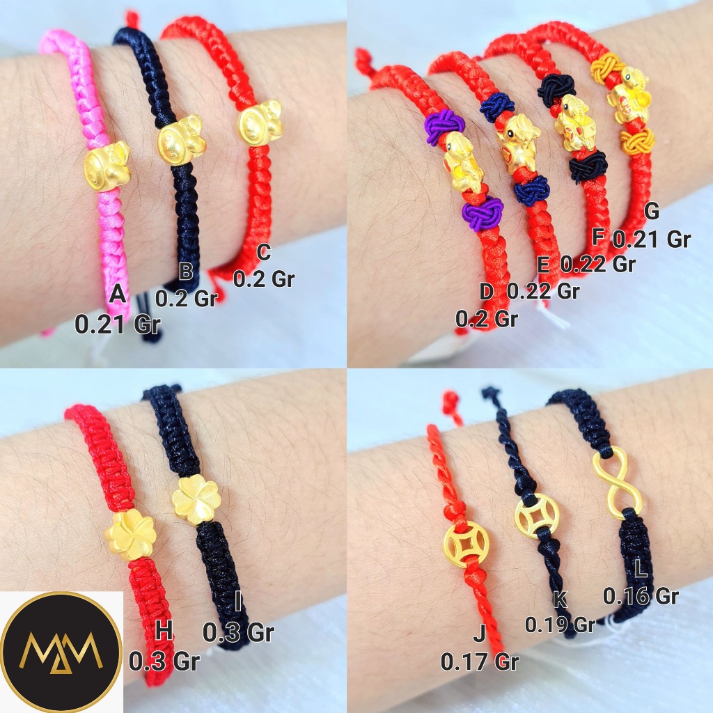 Gelang Hongkong Pixiu Tali Serut Kadar 999 24k