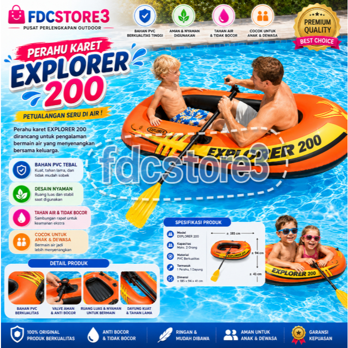 Intex Explorer 200 - Perahu Karet untuk Berenang dan Bermain di Air